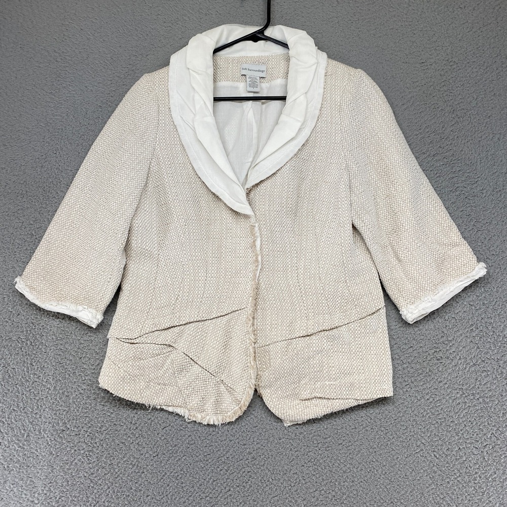 Soft Surroundings Ivory Textured Open-Front Blazer